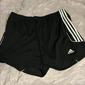 adidas Black Athletic Shorts with White Stripes